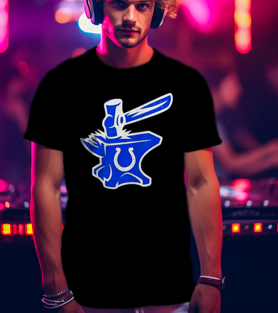Indianapolis Colts Anvil Hammer Icon With Team Horseshoe T-Shirt