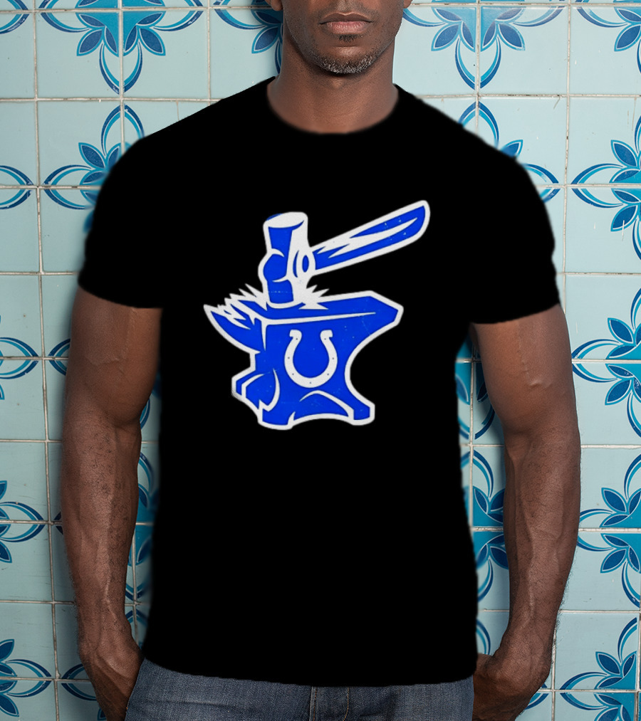 Indianapolis Colts Anvil Hammer Icon With Team Horseshoe T-Shirt