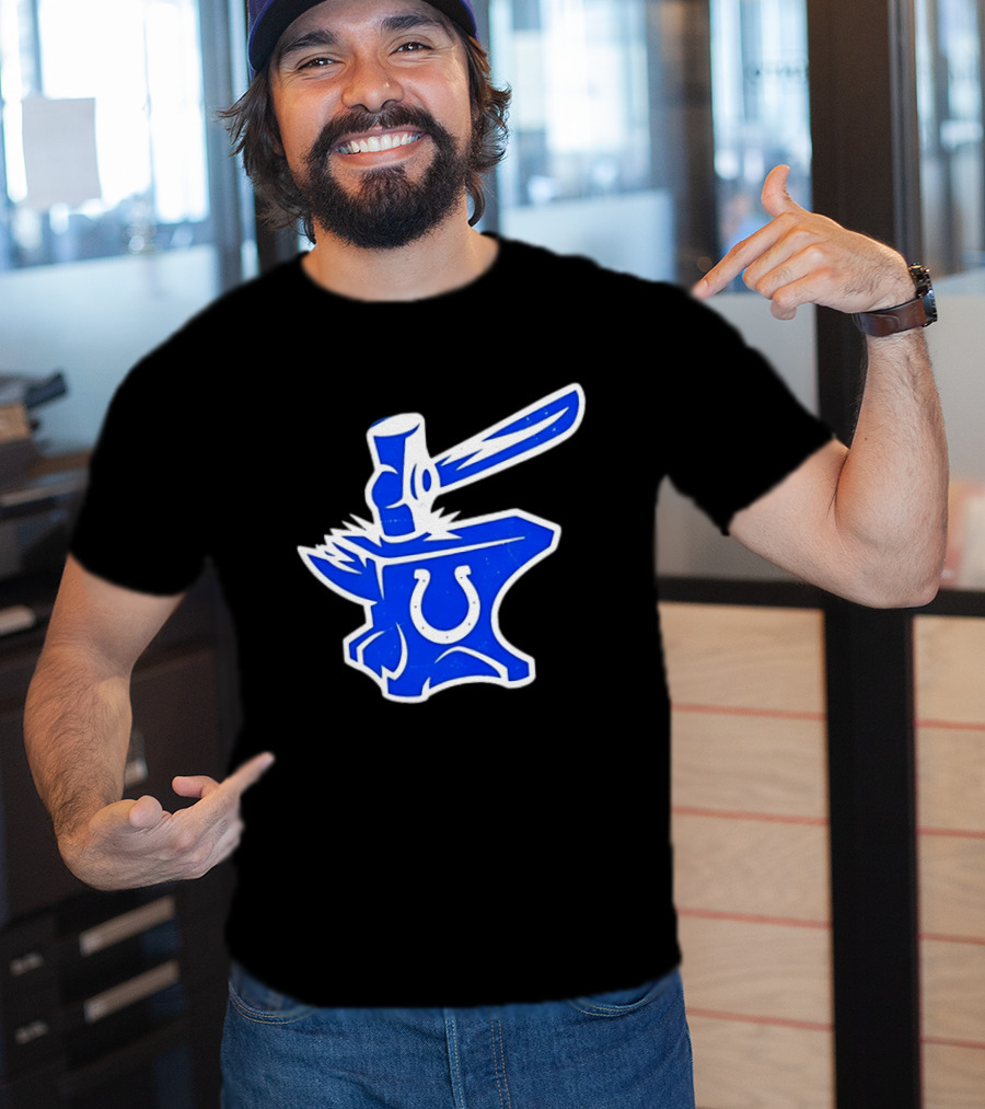 Indianapolis Colts Anvil Hammer Icon With Team Horseshoe T-Shirt