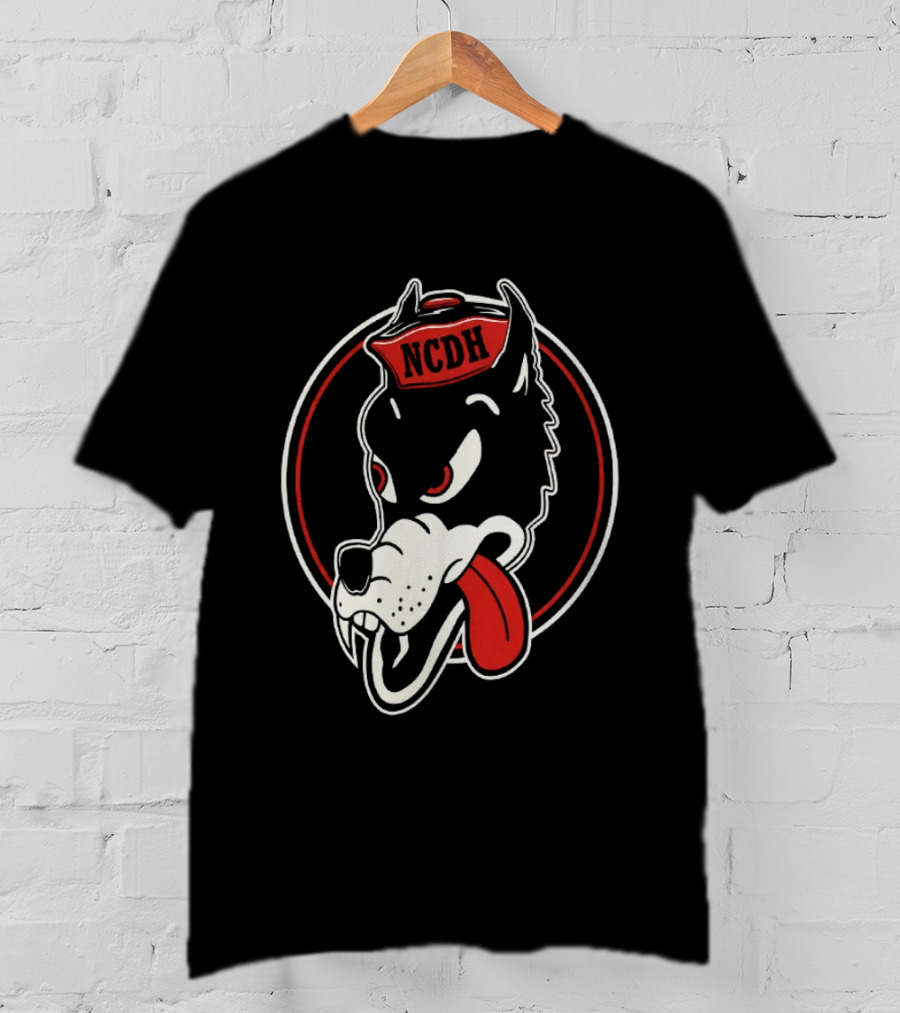 NCDH Wolf Cartoon Red Circle T-Shirt