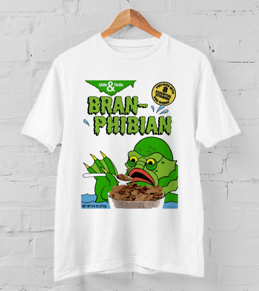 Bran Phibian Chills And Thrills Cereal Box Fortified With 8 Essential Vitamins And Worms T-Shirt