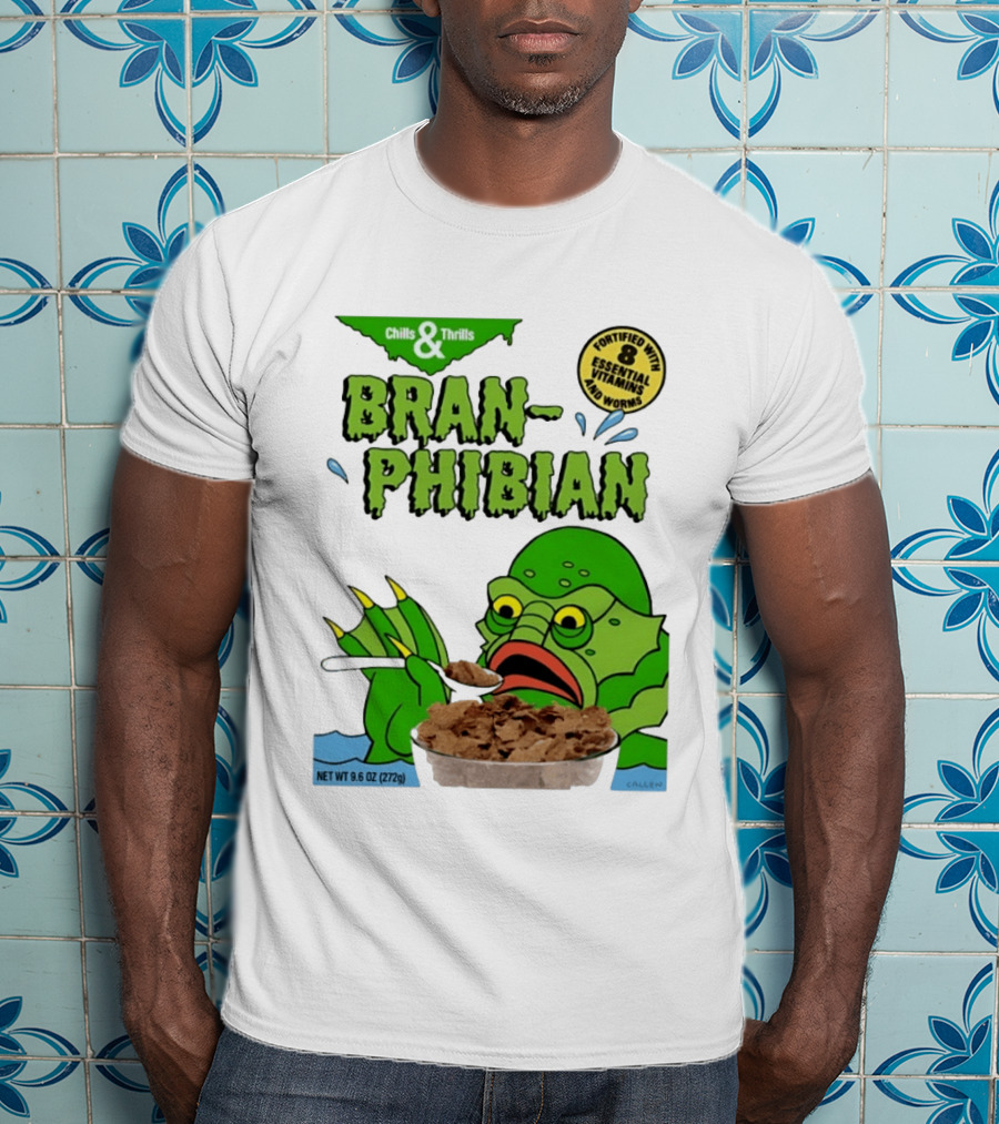 Bran Phibian Chills And Thrills Cereal Box Fortified With 8 Essential Vitamins And Worms T-Shirt