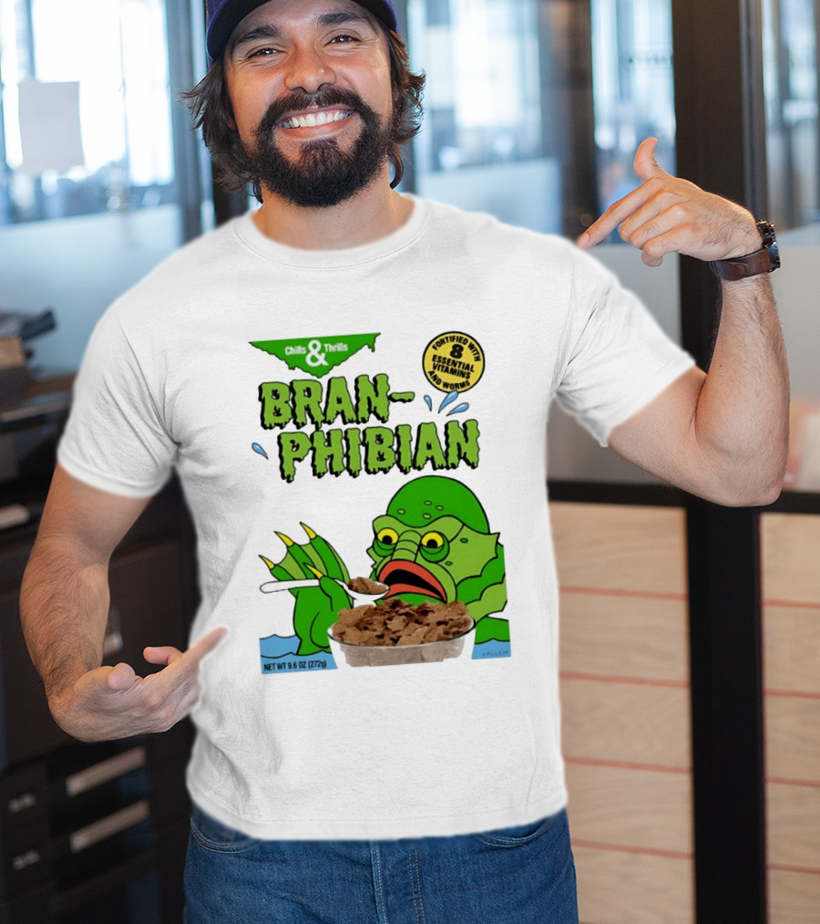 Bran Phibian Chills And Thrills Cereal Box Fortified With 8 Essential Vitamins And Worms T-Shirt
