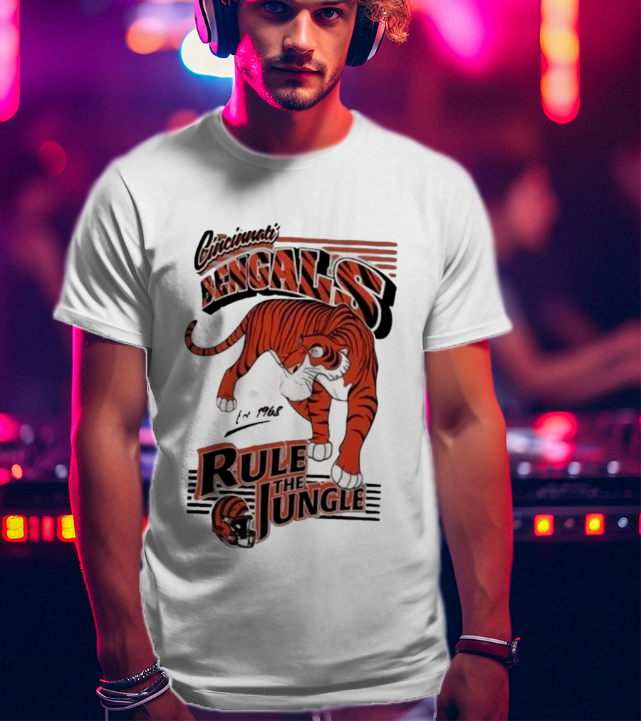 Cincinnati Bengals Rule The Jungle Tiger Graphic NFL Fan T-Shirt