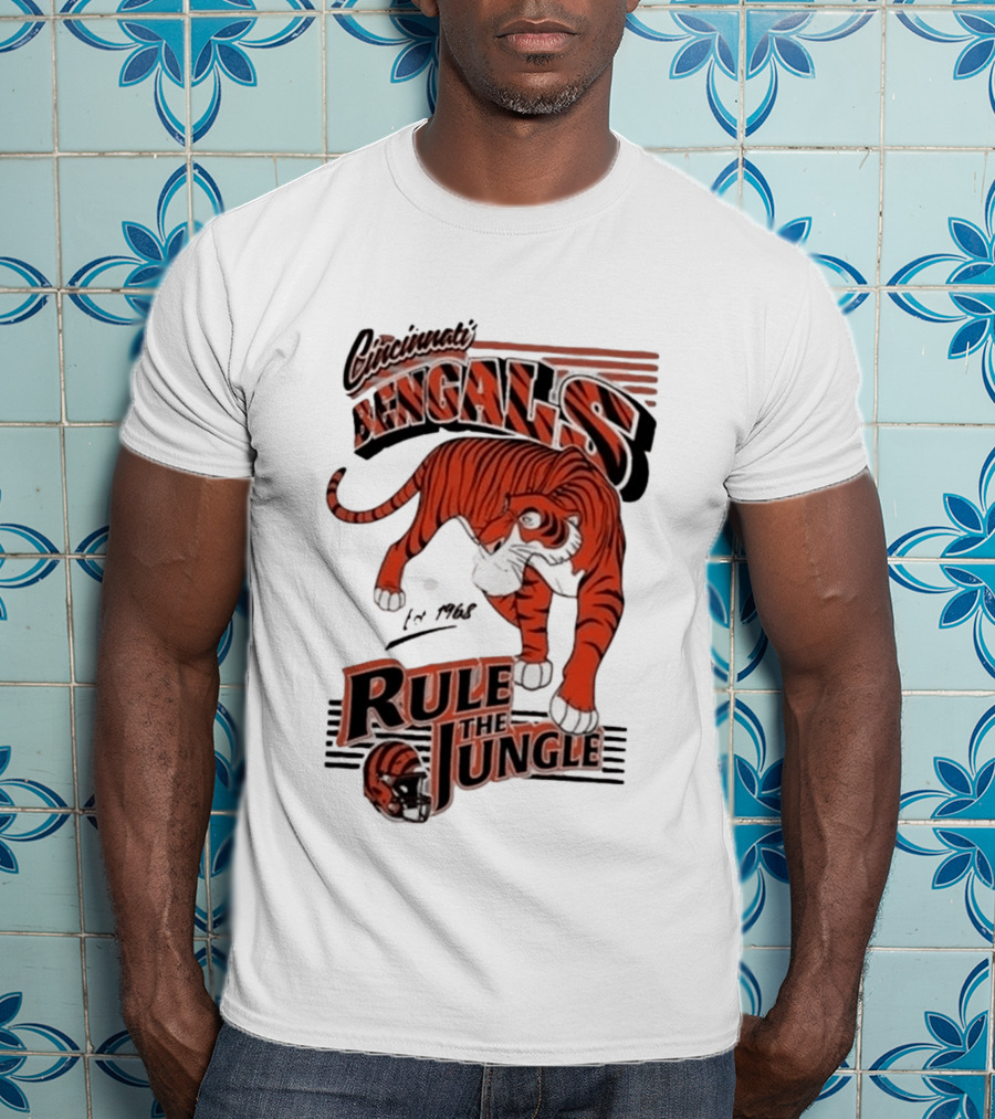 Cincinnati Bengals Rule The Jungle Tiger Graphic NFL Fan T-Shirt