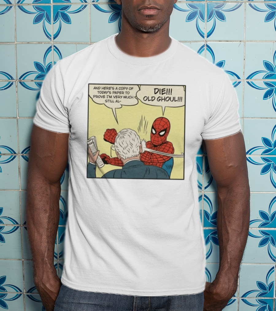 Spider Man Punching Mitch McConnell Die Old Ghoul Comic Meme T-Shirt