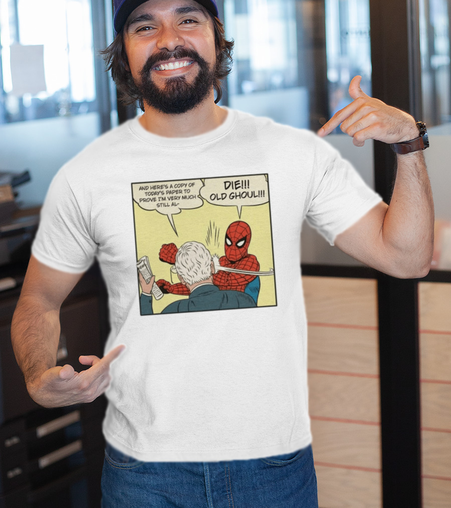 Spider Man Punching Mitch McConnell Die Old Ghoul Comic Meme T-Shirt