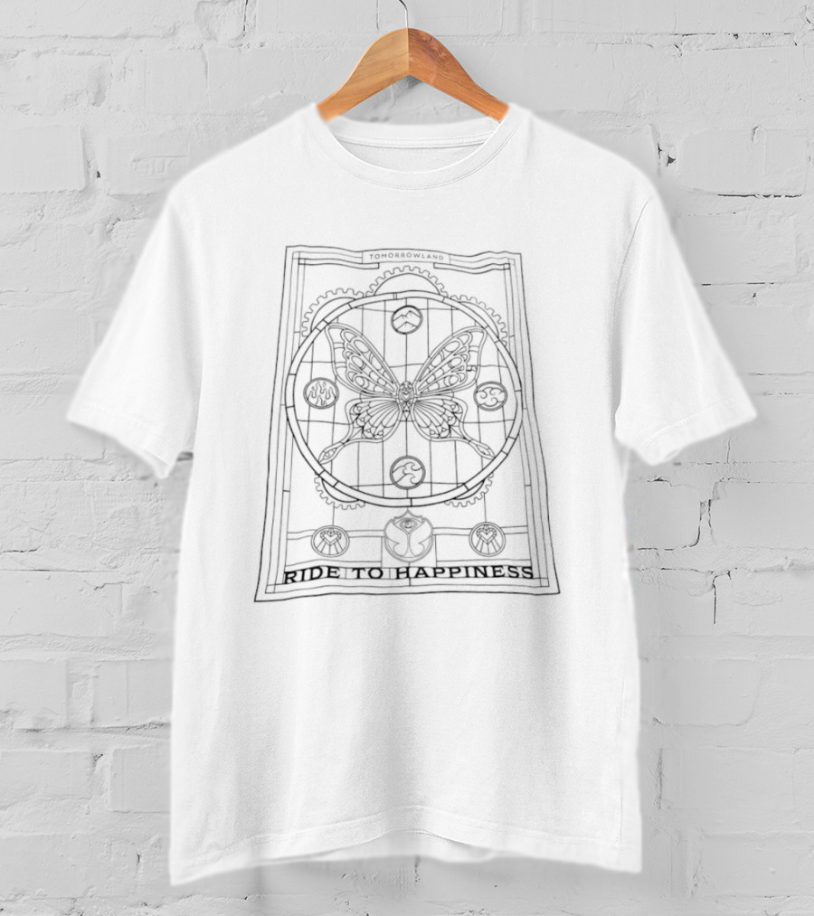 Tomorrowland Ride To Happiness Butterfly Stained Glass T-Shirt