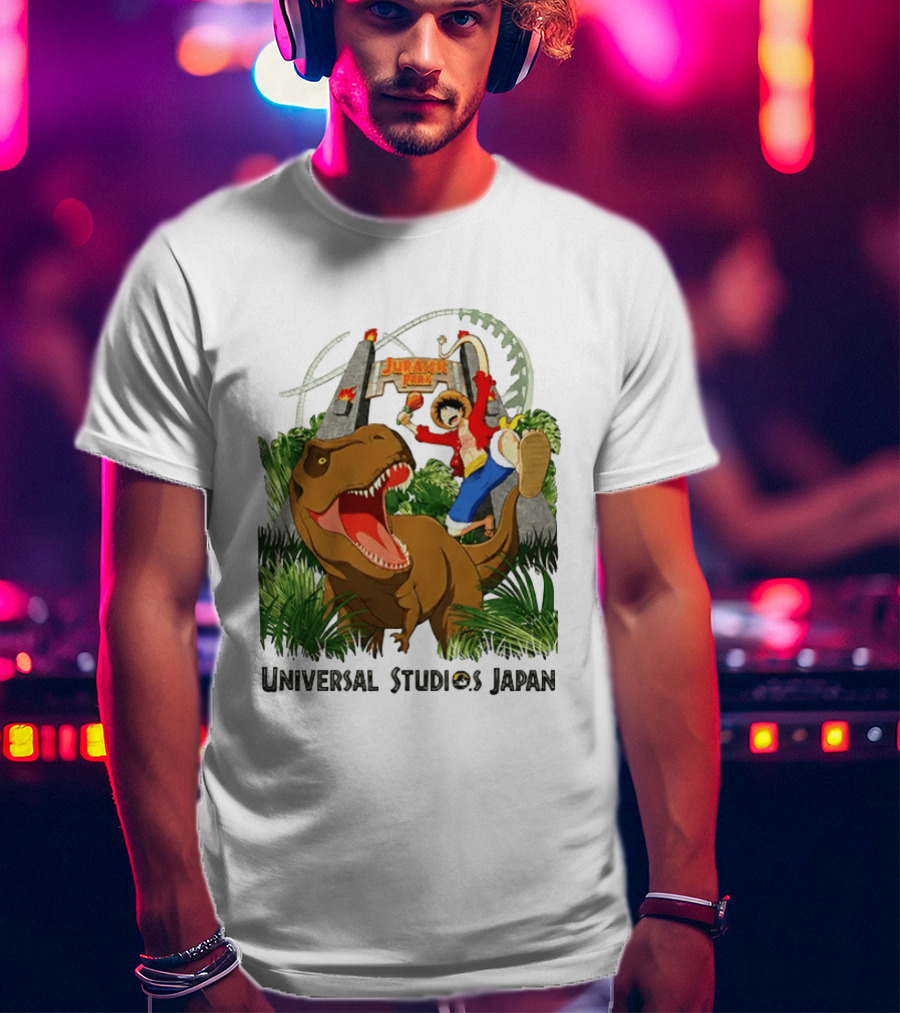 Universal Studios Japan One Piece Jurassic Park Luffy Riding Rex T-Shirt