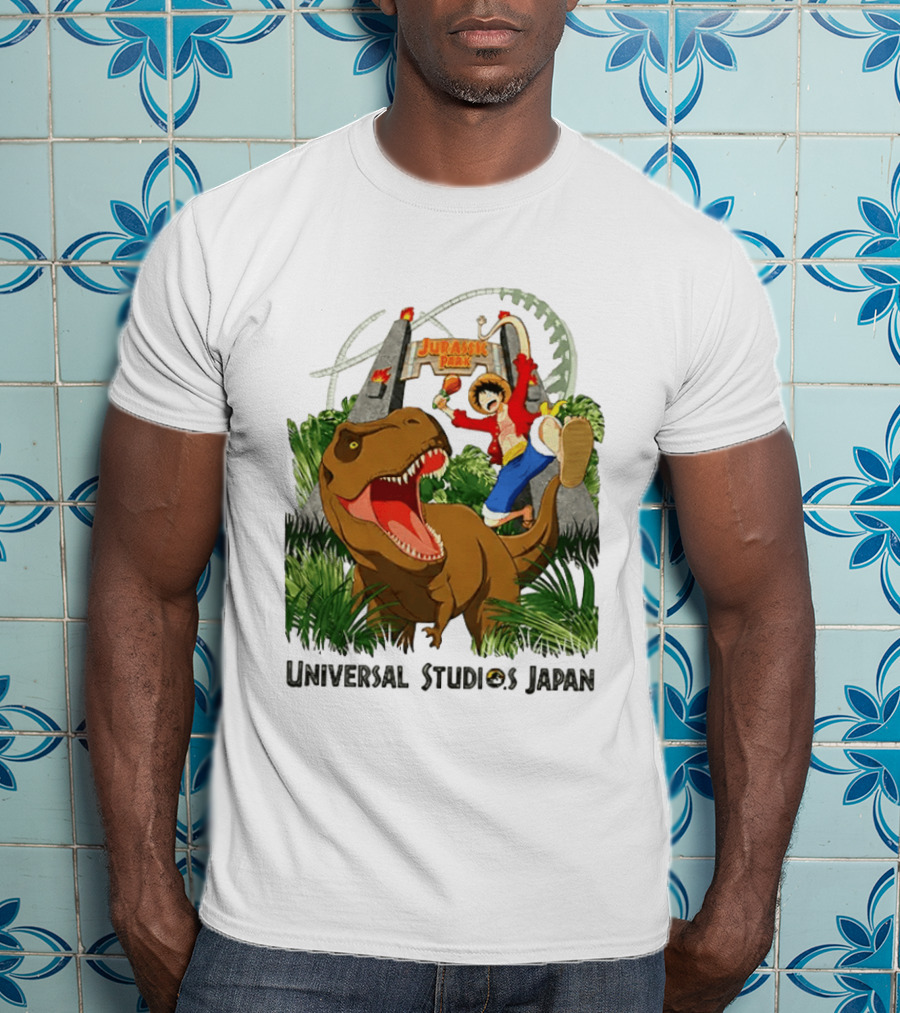 Universal Studios Japan One Piece Jurassic Park Luffy Riding Rex T-Shirt