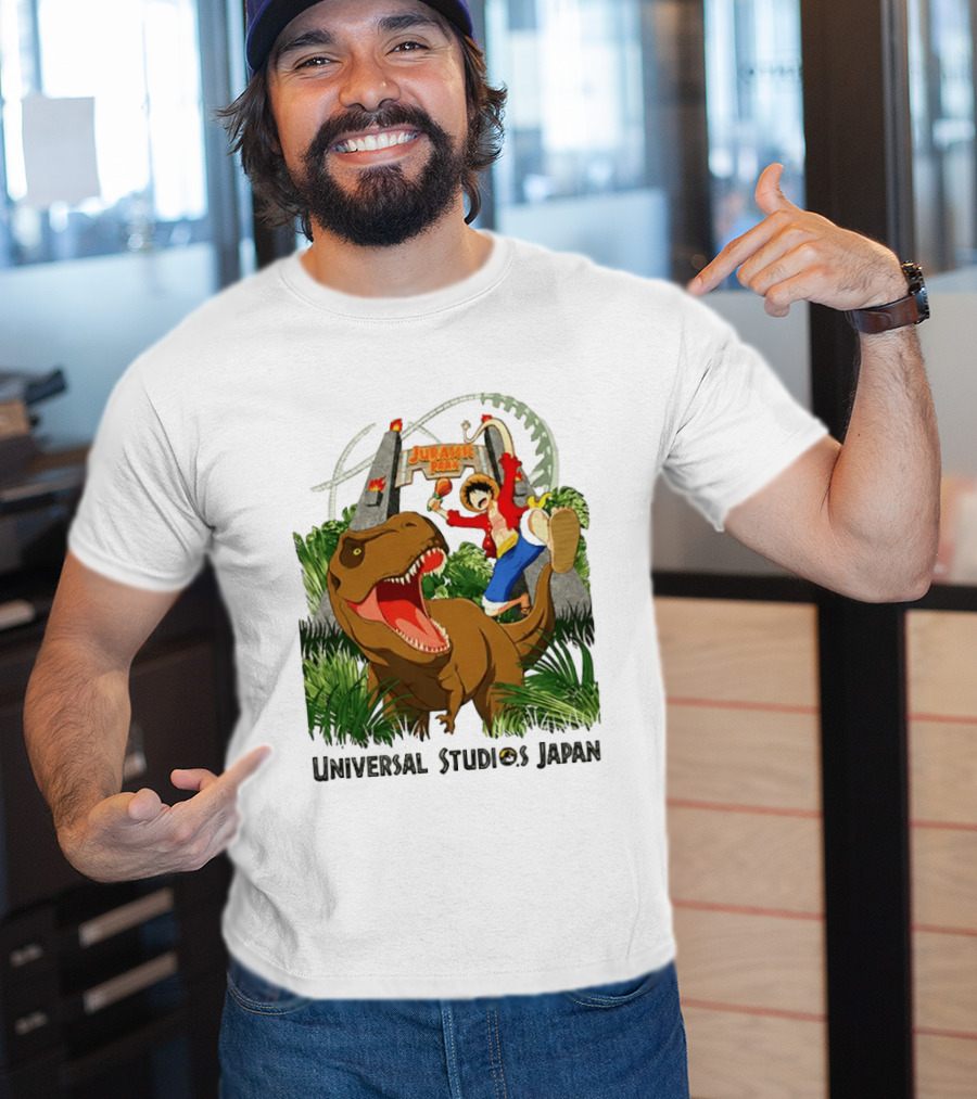Universal Studios Japan One Piece Jurassic Park Luffy Riding Rex T-Shirt