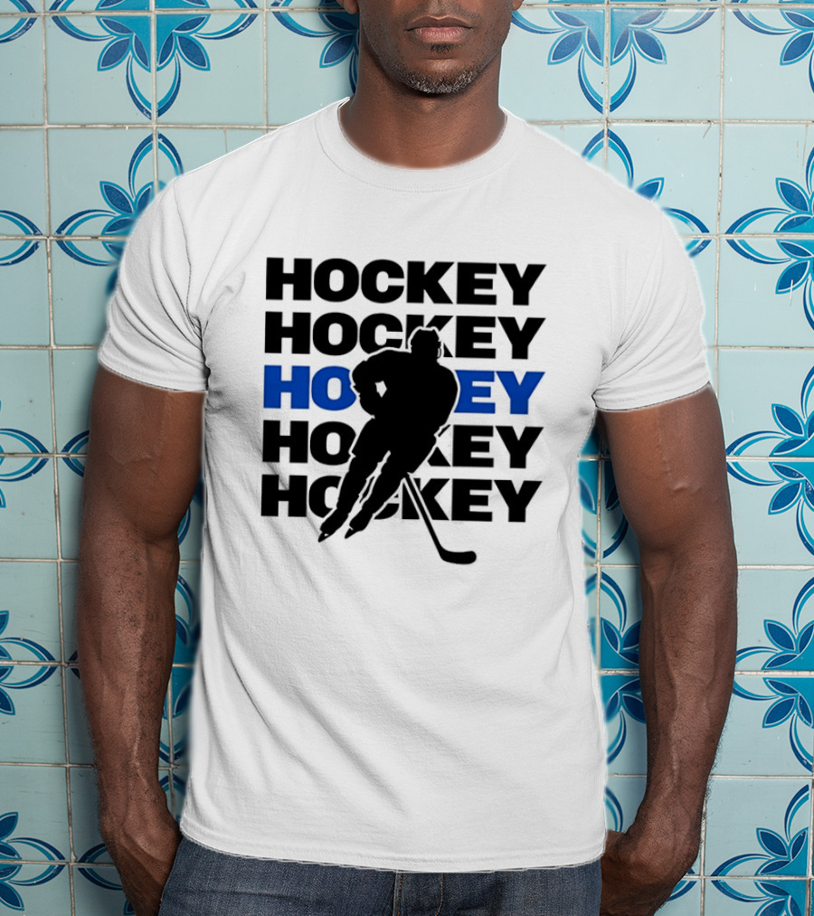 Hockey Player Action Stance Repeated T-Shirt