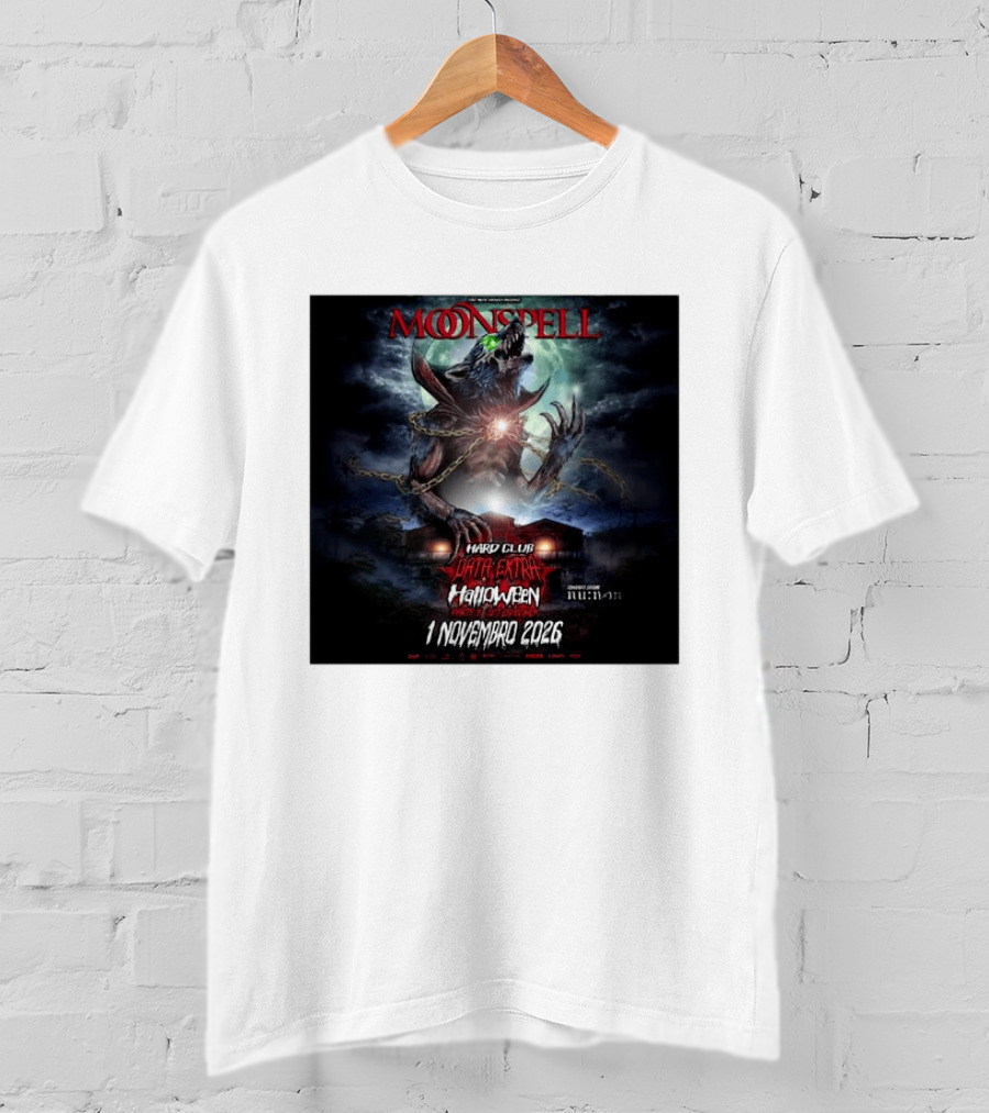 Moonspell Hard Club Data Extra 1 Novembro 2026 Halloween Concerto Especial Porto T-Shirt