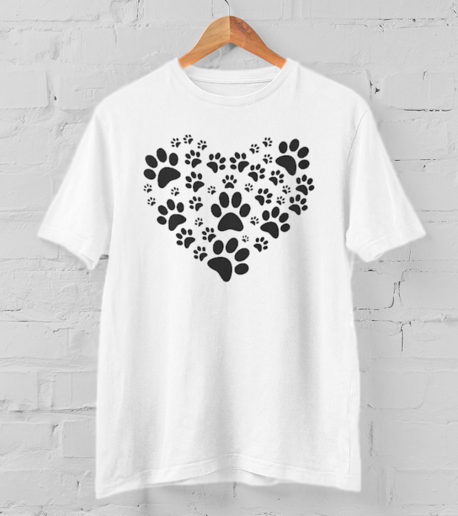 Paw Print Heart Pet Lover Paws T-Shirt
