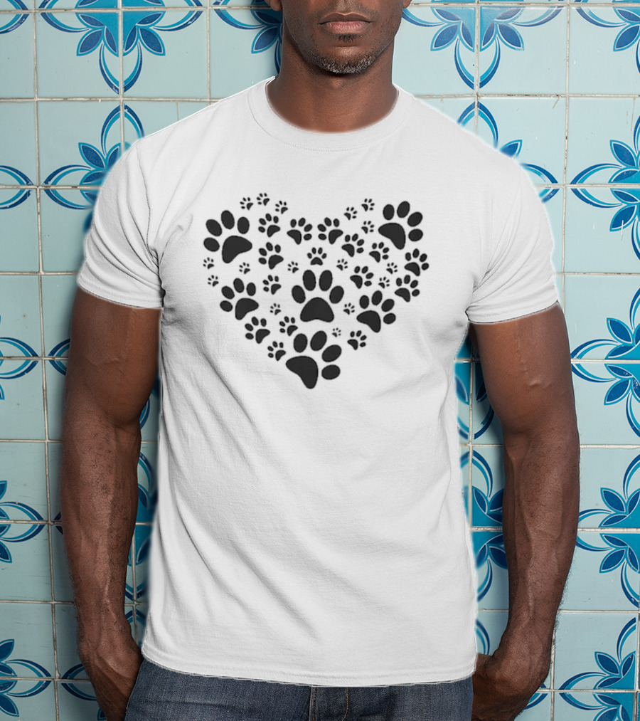 Paw Print Heart Pet Lover Paws T-Shirt