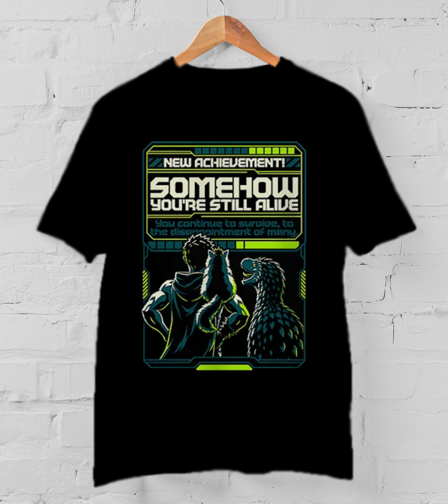 Survivor With Raptor And Fox Somehow You Are Still Alive Video Game Gamer T-Shirt