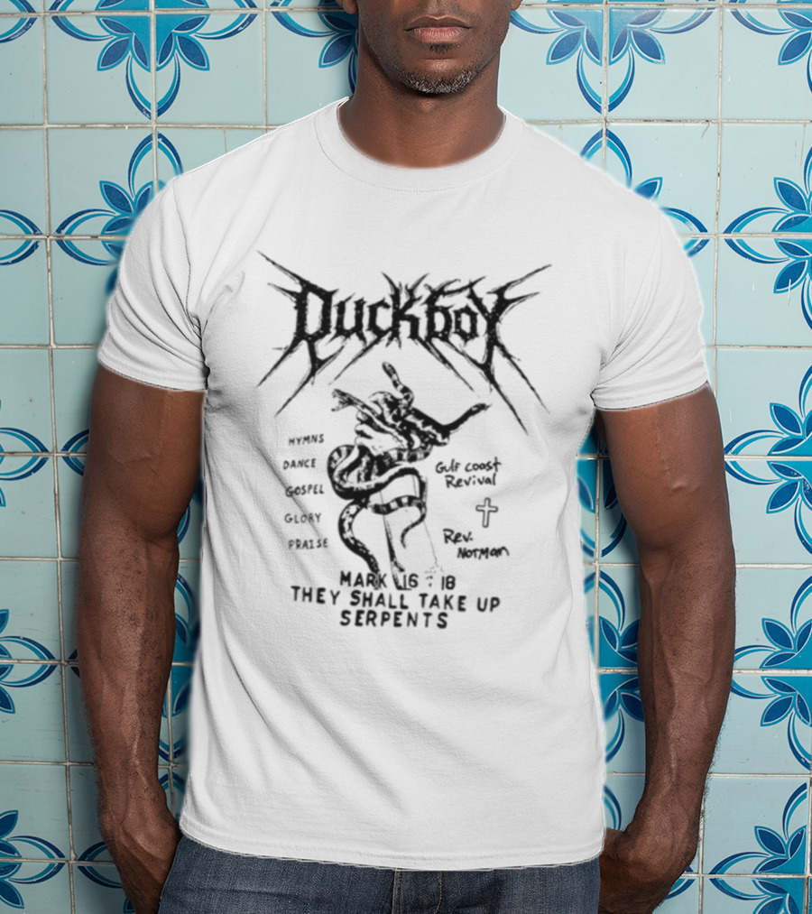G59 Records Store Duckboy Luke 10 19 They Shall Take Up Serpents T-Shirt