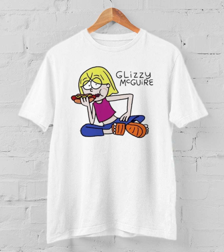 Glizzy McGuire Cartoon Character Eating Hot Dog T-Shirt