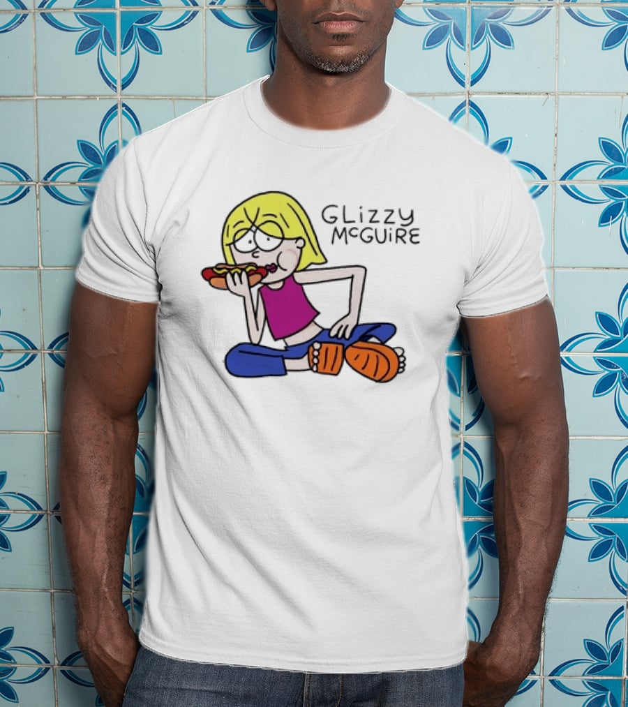 Glizzy McGuire Cartoon Character Eating Hot Dog T-Shirt