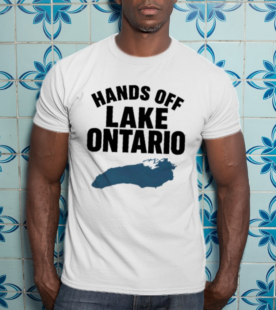 Hands Off Lake Ontario Blue Map T-Shirt