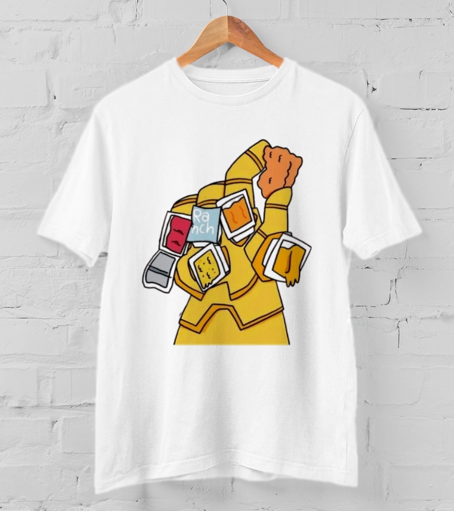 Infinity Gauntlet With Chicken Nugget And Sauce Containers Meme T-Shirt