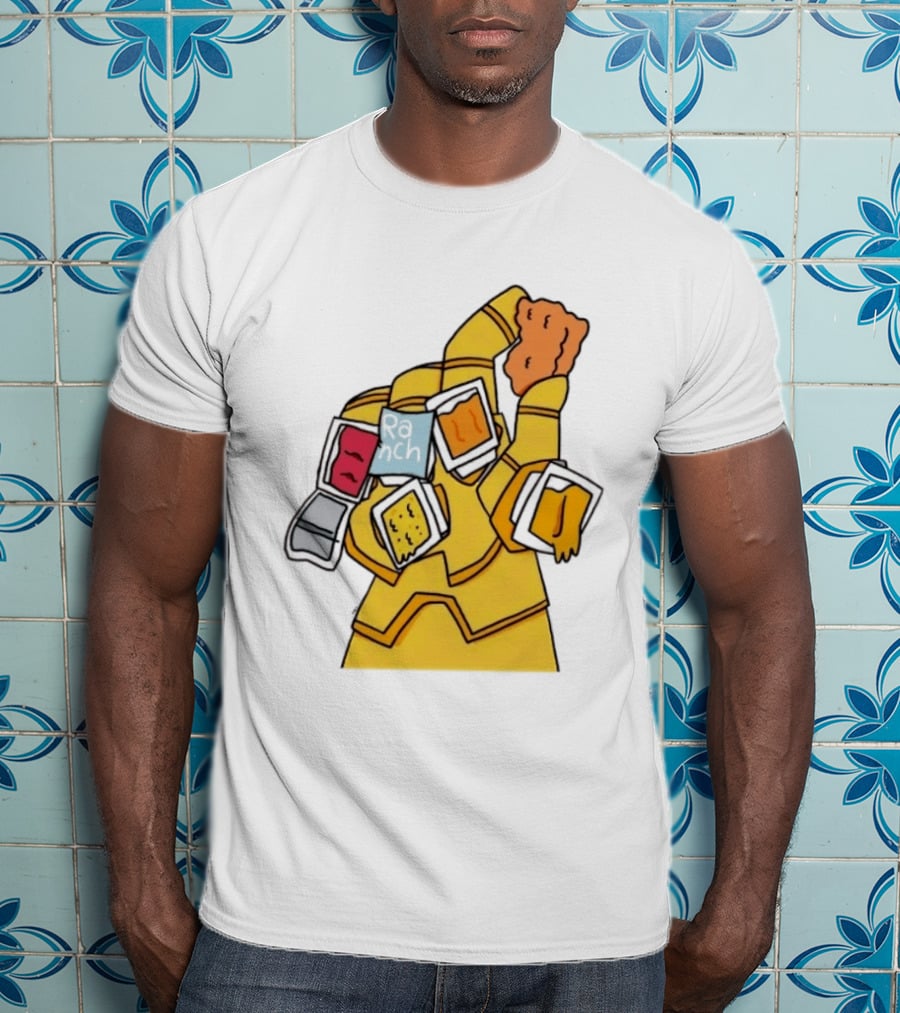 Infinity Gauntlet With Chicken Nugget And Sauce Containers Meme T-Shirt