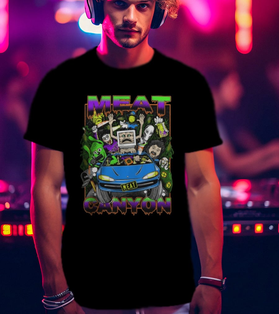 Meatcanyon The Journey Black Computer Car Adventure Characters T-Shirt