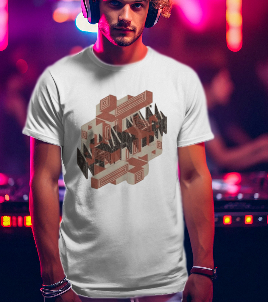 The Mars Volta Store Blocks Tan Geometric Optical Illusion T-Shirt