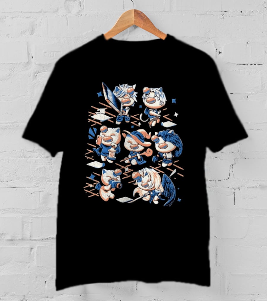 Final Fantasy VII Moogle Characters Cloud Tifa Aerith Sephiroth Cast T-Shirt