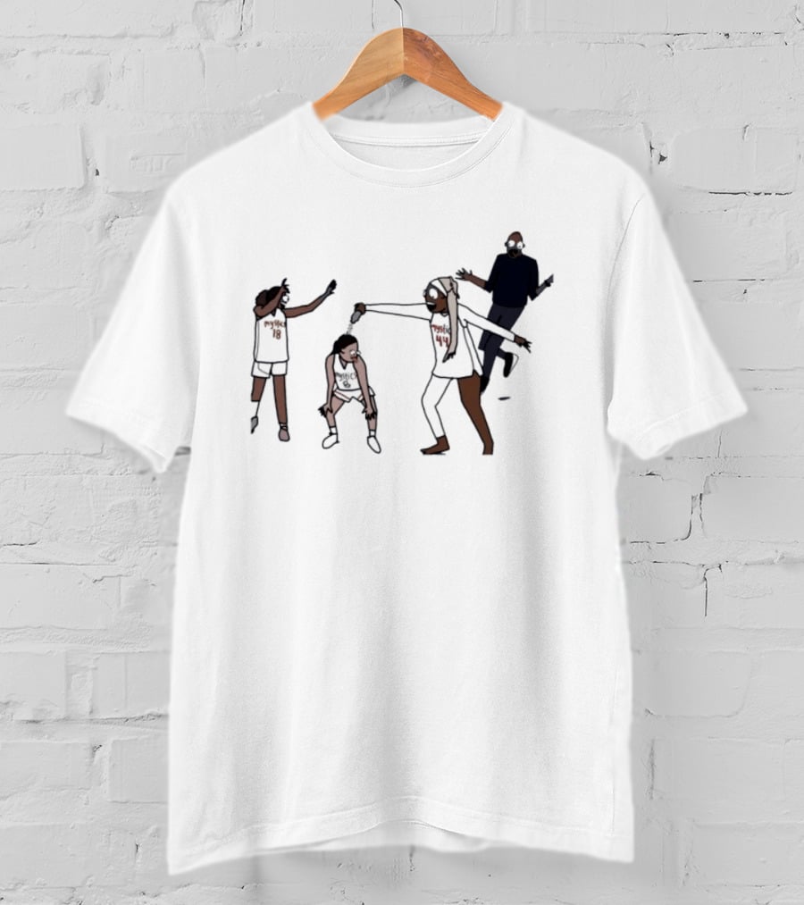Washington Mystics Locker Room Champion Celebration Scene Animated Players T-Shirt