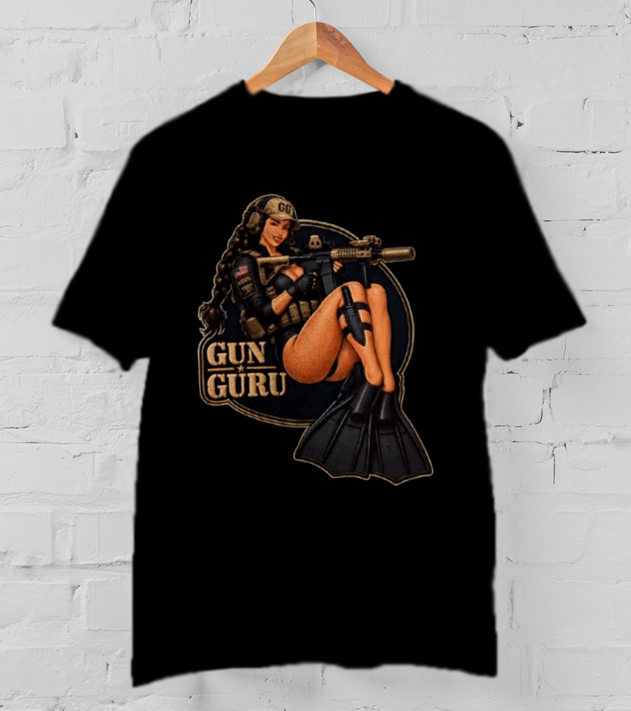 Trained Equipped Gun Guru Pinup Always Ready To Get A Little Wet T-Shirt