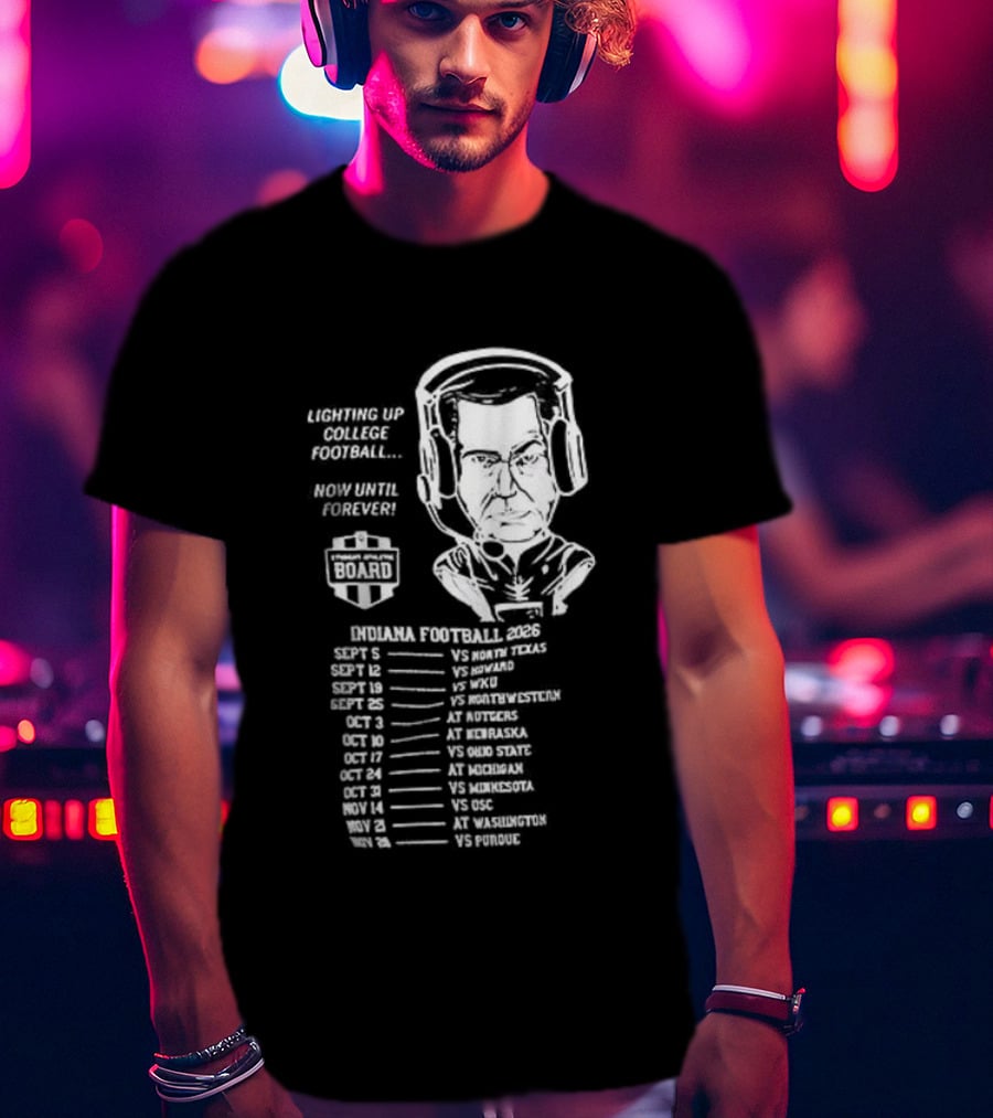 Indiana Hoosiers Football Coach Caricature Now Until Forever Champions Year Schedule T-Shirt