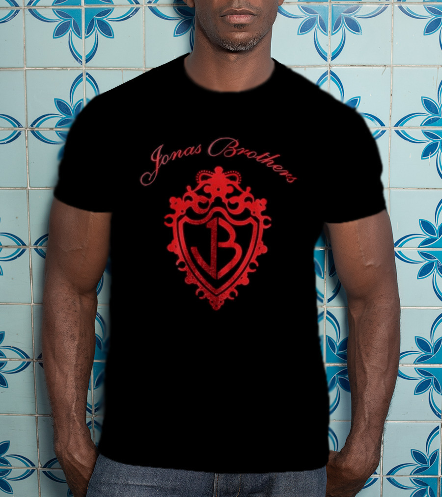 Jonas Brothers Burnin' Up JB Red Emblem Crest T-Shirt