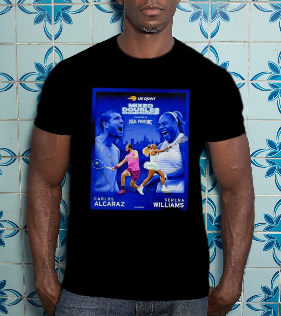 US Open Mixed Doubles Championship Carlos Alcaraz Serena Williams Vital Proteins T-Shirt
