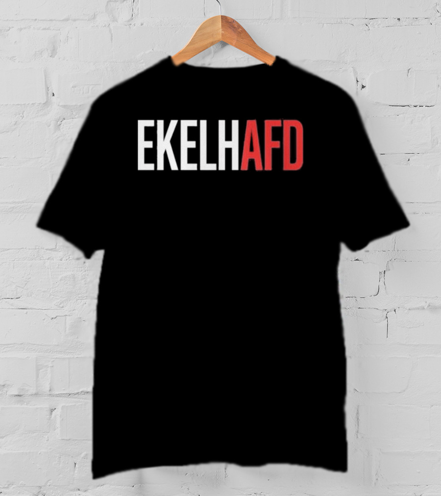 EKELHAFD Anti Far Right Statement Text Red White Contrast T-Shirt