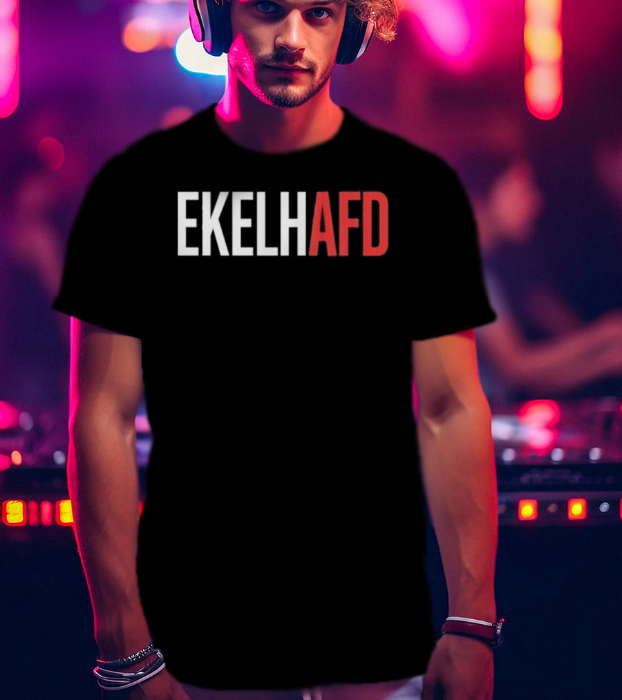 EKELHAFD Anti Far Right Statement Text Red White Contrast T-Shirt