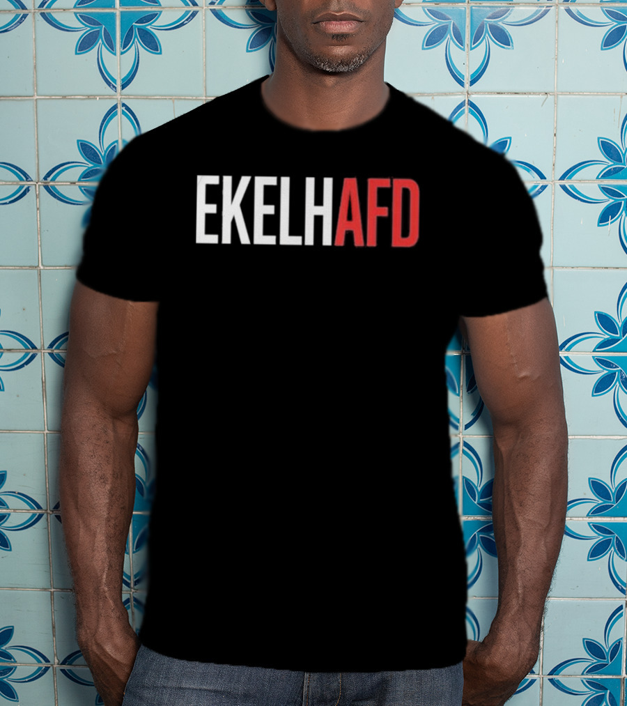 EKELHAFD Anti Far Right Statement Text Red White Contrast T-Shirt
