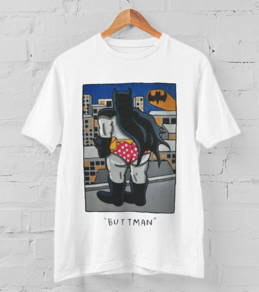 Buttman Batman Superhero Comedy Humor Retro Pop T-Shirt