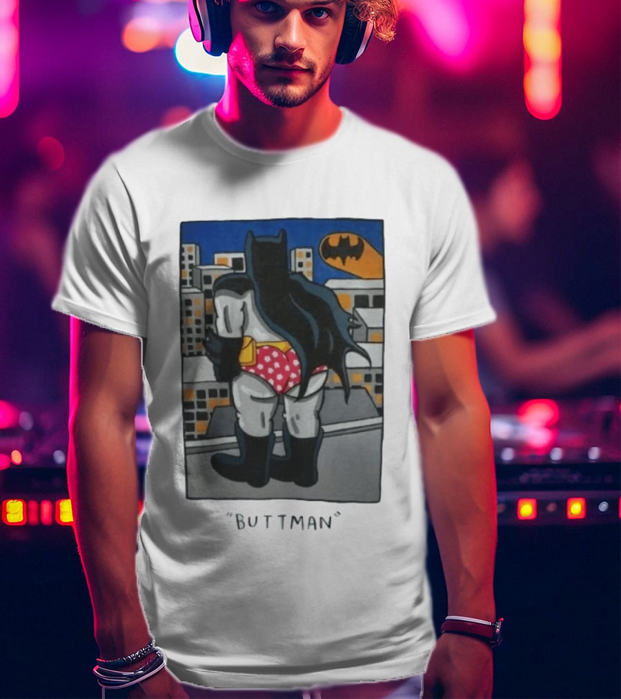 Buttman Batman Superhero Comedy Humor Retro Pop T-Shirt