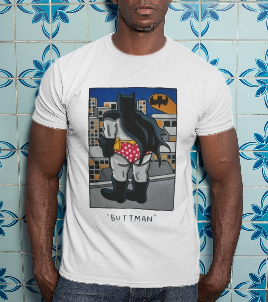 Buttman Batman Superhero Comedy Humor Retro Pop T-Shirt