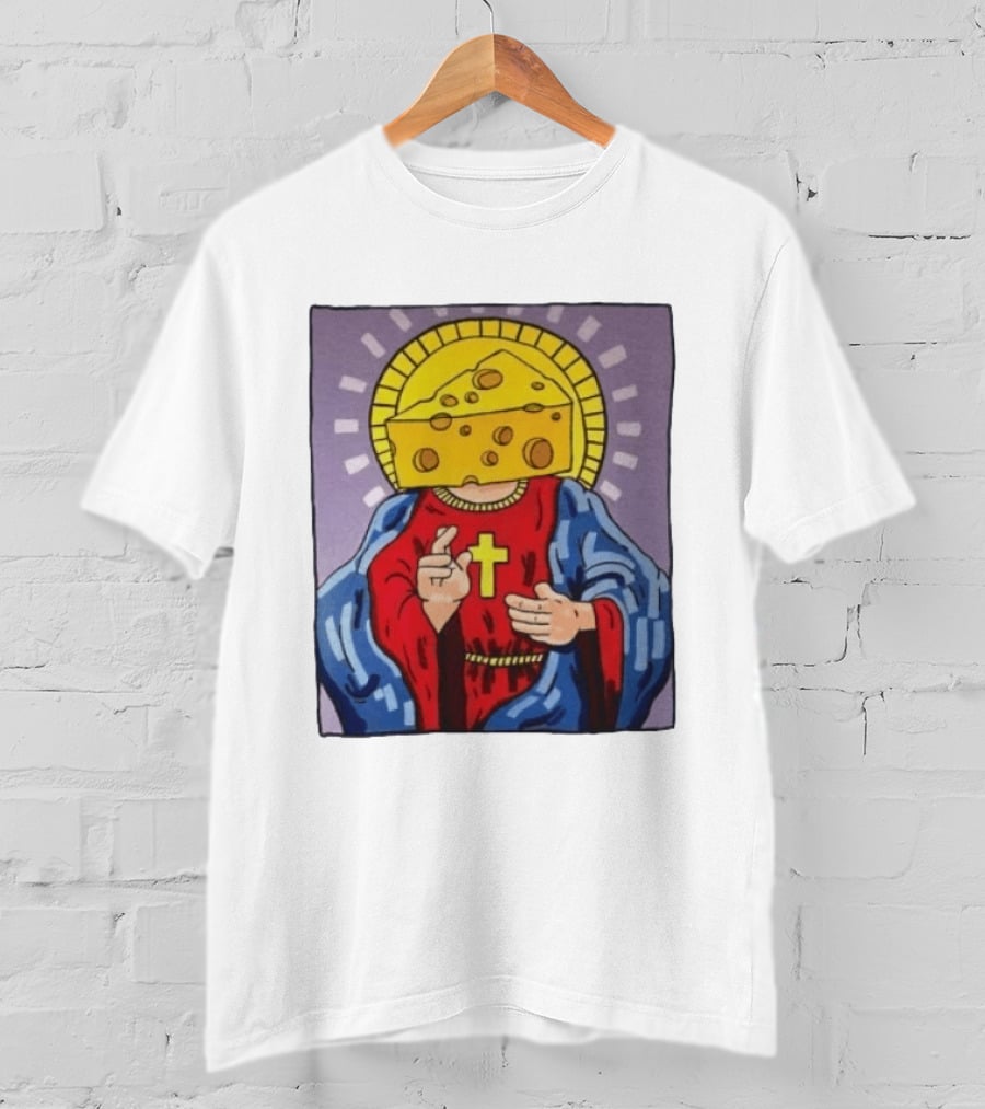Cheesus Cheese Head Religious Pun Jesus T-Shirt
