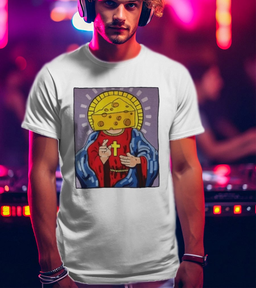Cheesus Cheese Head Religious Pun Jesus T-Shirt