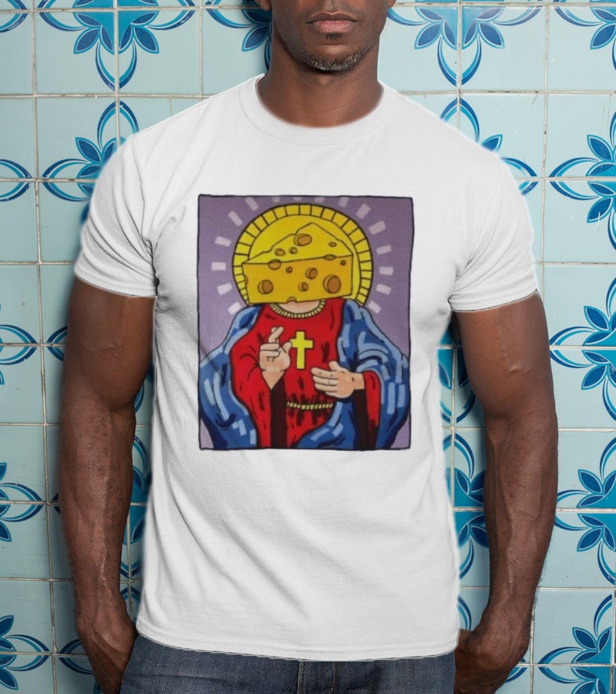 Cheesus Cheese Head Religious Pun Jesus T-Shirt