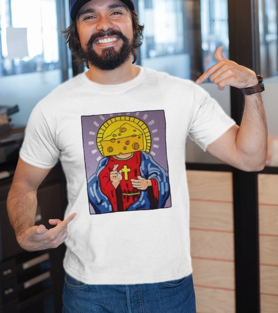 Cheesus Cheese Head Religious Pun Jesus T-Shirt