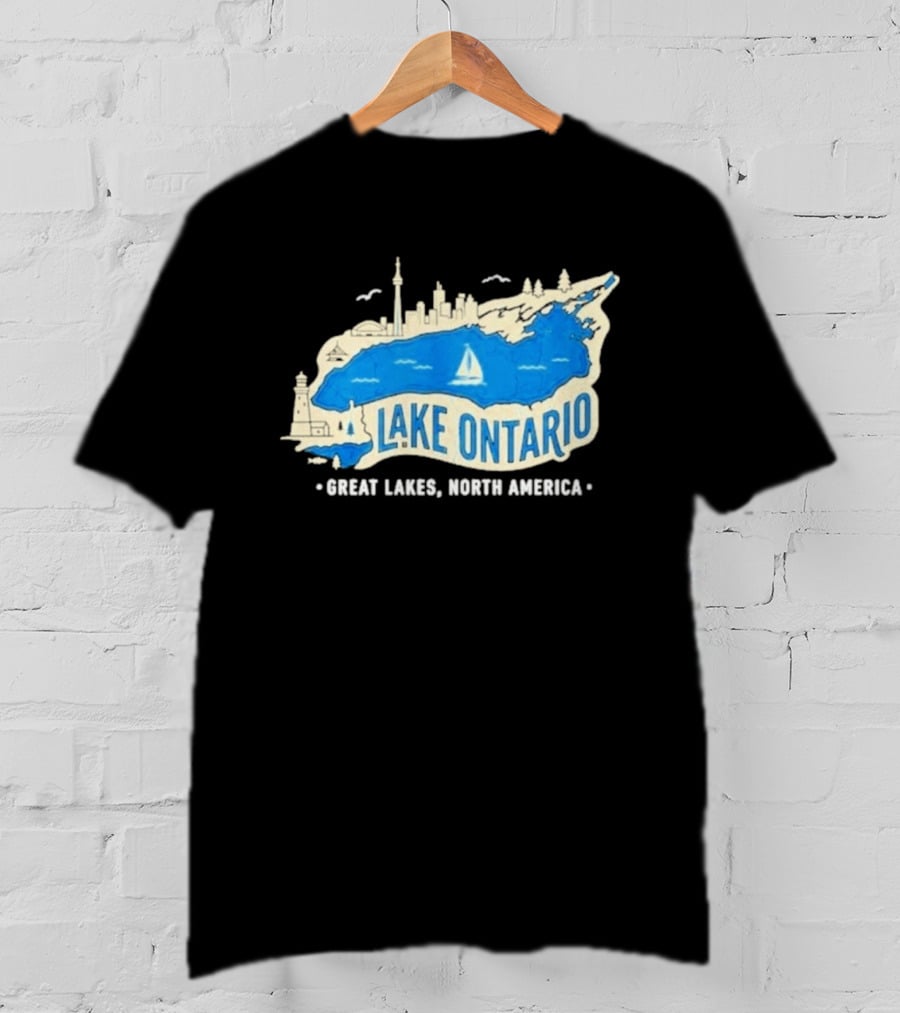 Lake Ontario Skyline Map Great Lakes North America T-Shirt