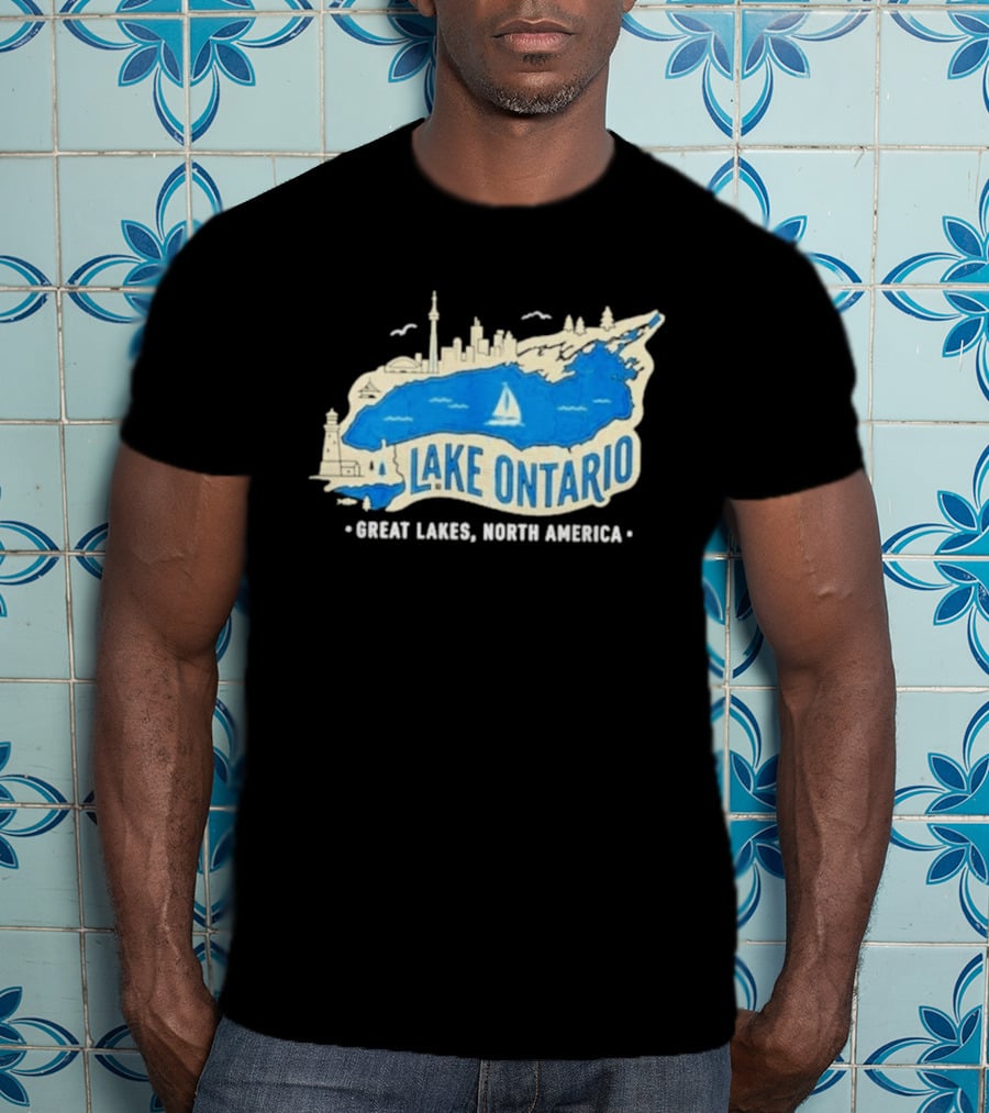Lake Ontario Skyline Map Great Lakes North America T-Shirt