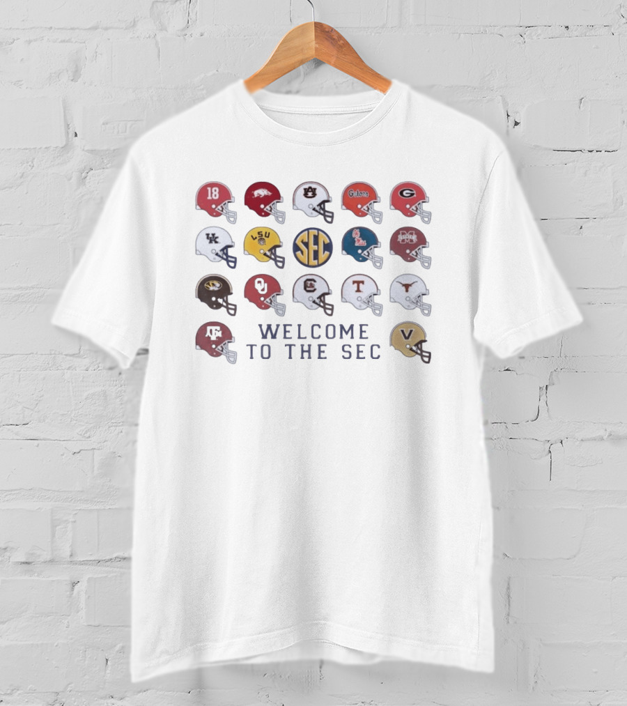 Welcome To The SEC Football Helmets Featuring NCAA Teams And Iconic SEC T-Shirt