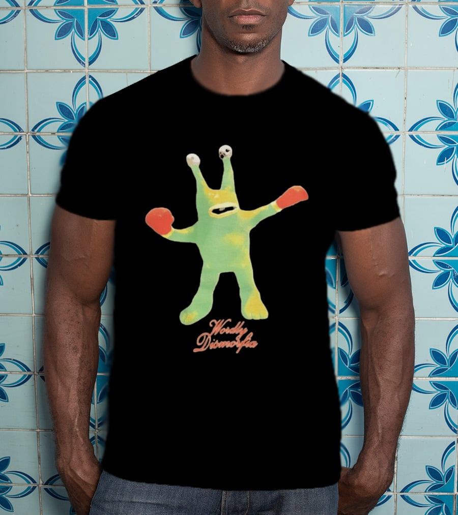 Wordly Dismorfia Boxing Alien Creature With Red Boxing Gloves T-Shirt