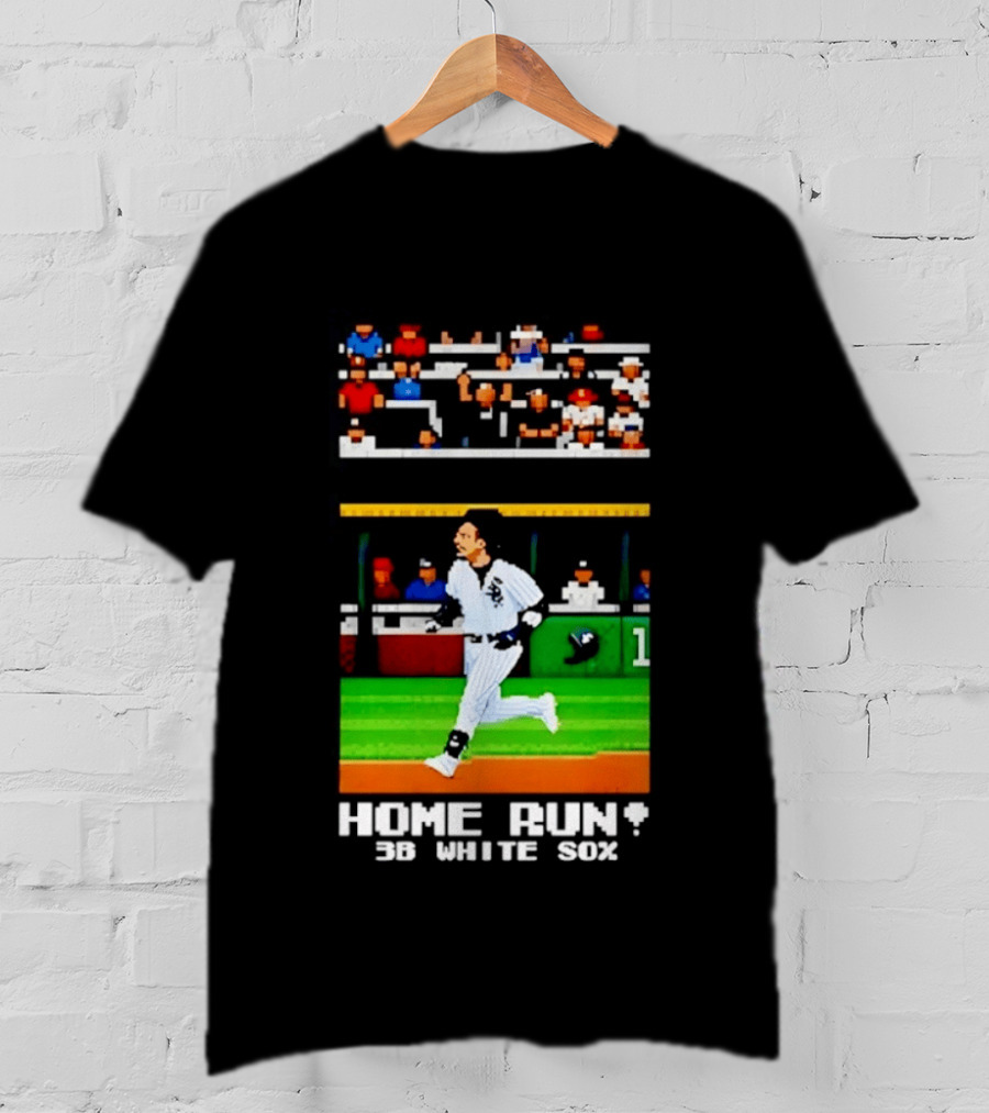 Yoan Moncada Home Run 3B White Sox Pixel Art Baseball Game Scene T-Shirt