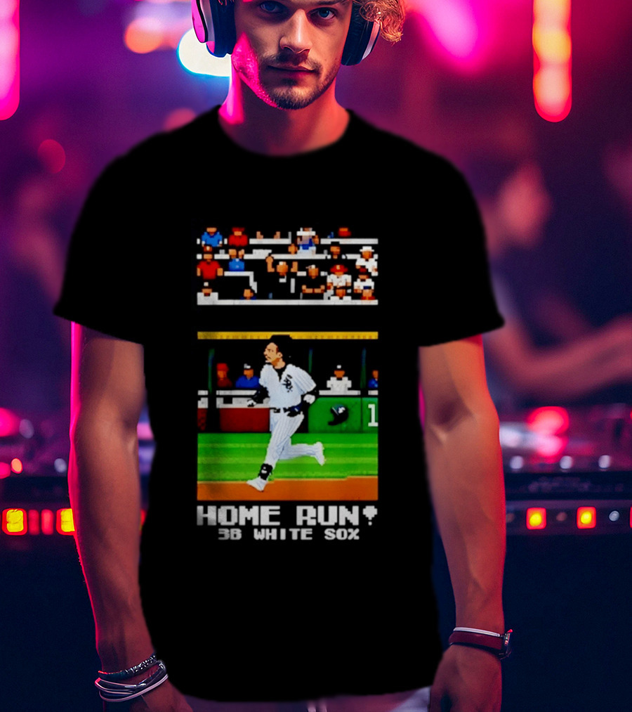 Yoan Moncada Home Run 3B White Sox Pixel Art Baseball Game Scene T-Shirt